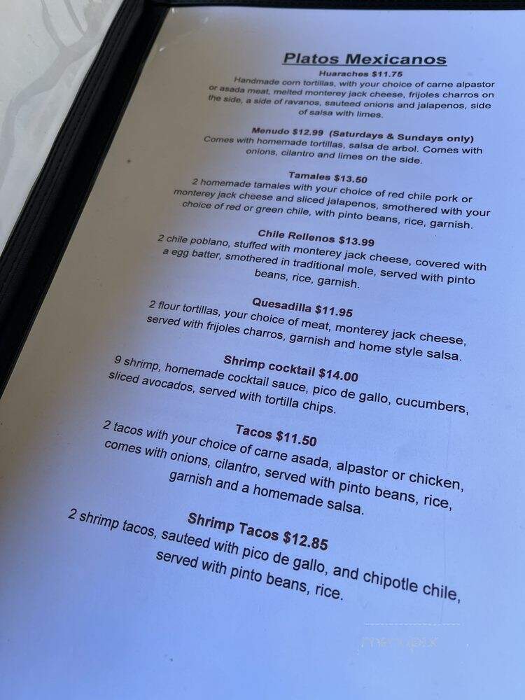Azteca Mexican Grill - Taos, NM menu_pic