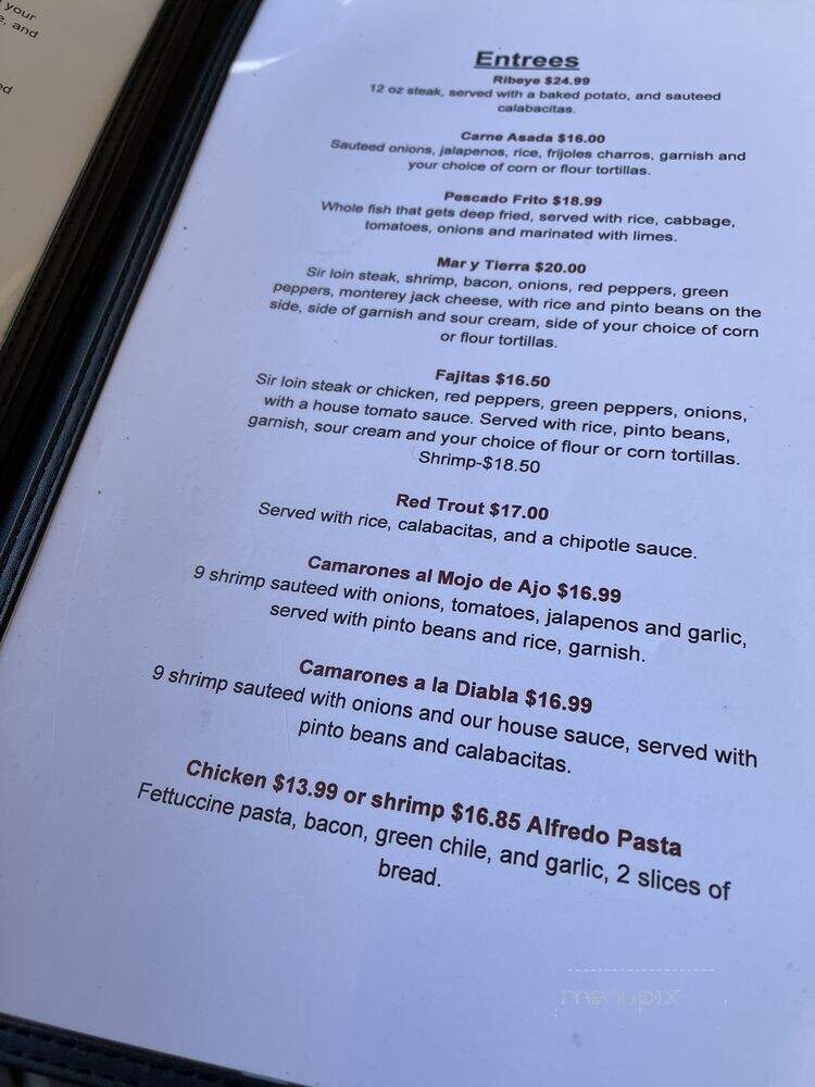 Azteca Mexican Grill - Taos, NM menu_pic