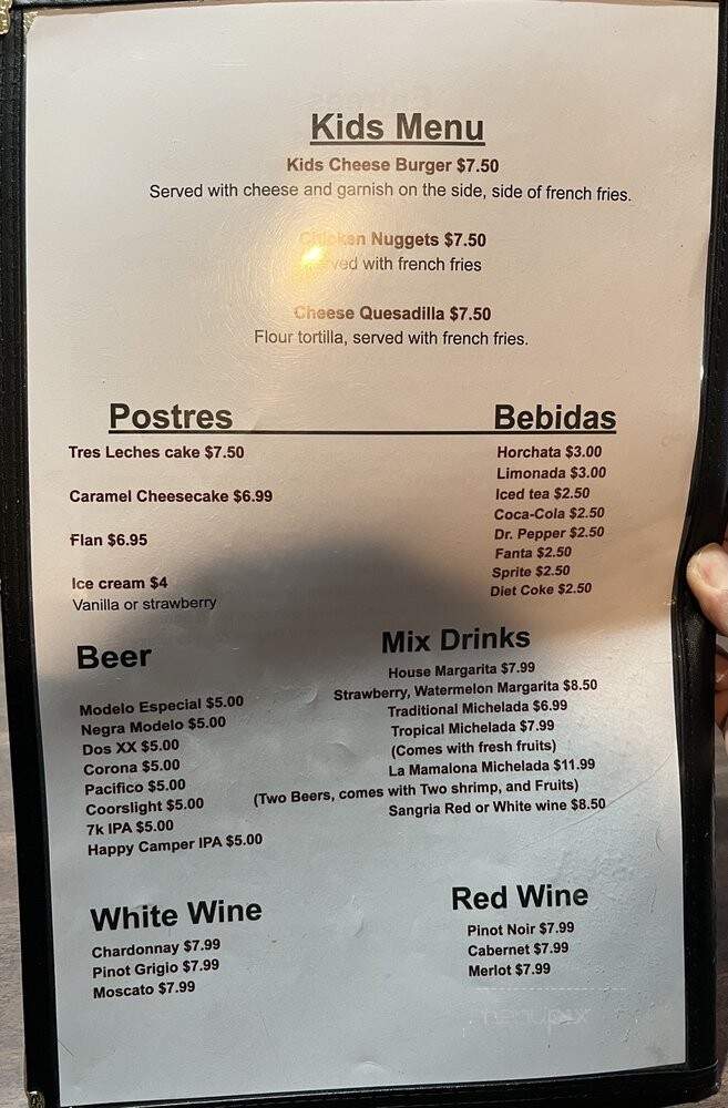Azteca Mexican Grill - Taos, NM menu_pic