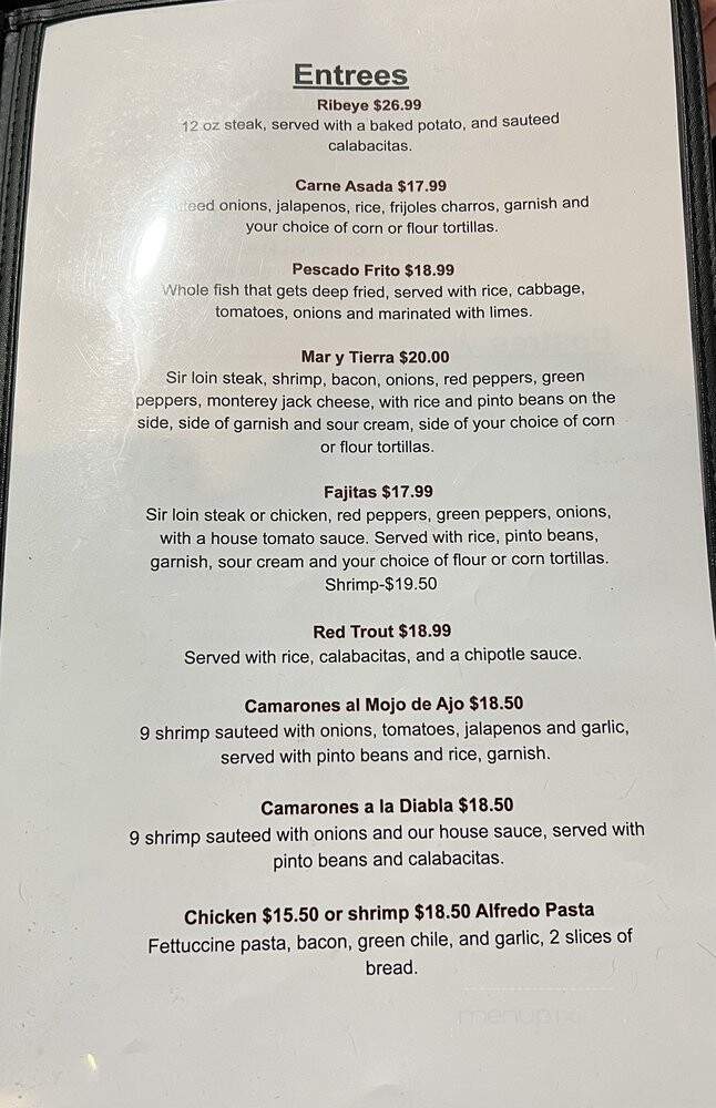 Azteca Mexican Grill - Taos, NM menu_pic