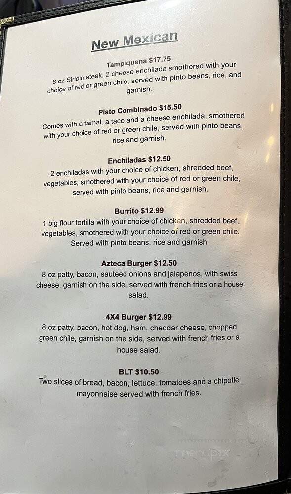 Azteca Mexican Grill - Taos, NM menu_pic