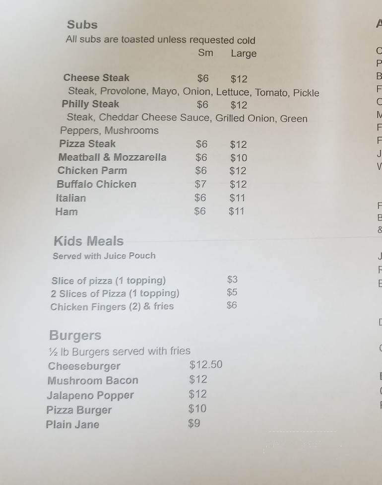 Aunt Dani's Pizza Cafe - Bellwood, PA menu_pic