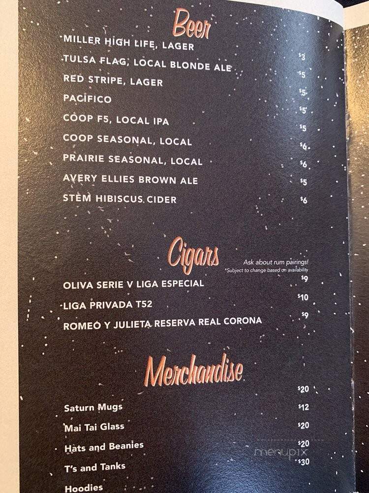 Saturn Room - Tulsa, OK menu_pic