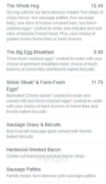 Bob Evans Restaurant - Norwalk, OH menu_pic