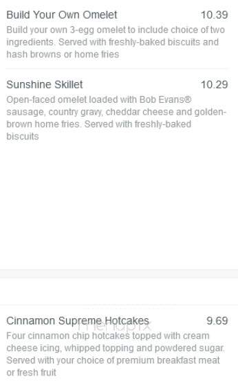 Bob Evans Restaurant - Norwalk, OH menu_pic