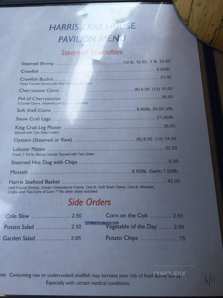Harris Crab House - Grasonville, MD menu_pic