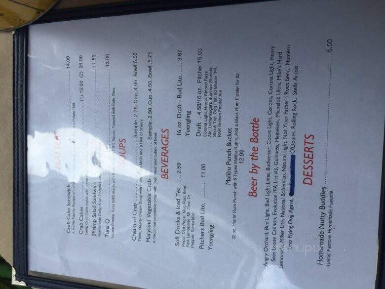 Harris Crab House - Grasonville, MD menu_pic