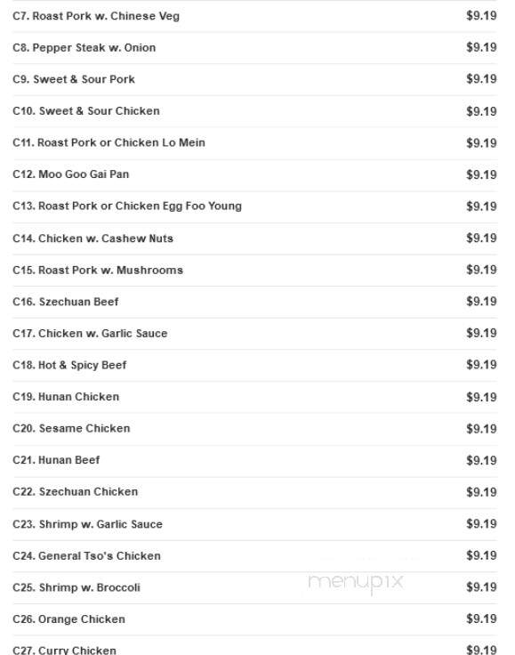 Hong Kong Restaurant - Hinesville, GA menu_pic