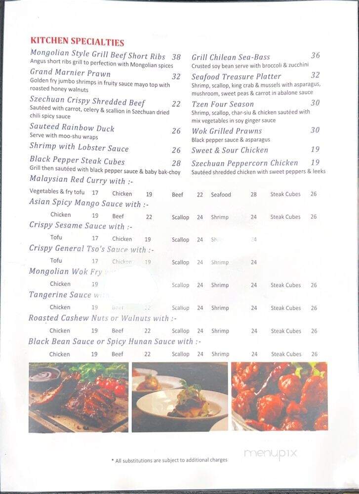 Tzen Asian Bistro - Cross River, NY menu_pic