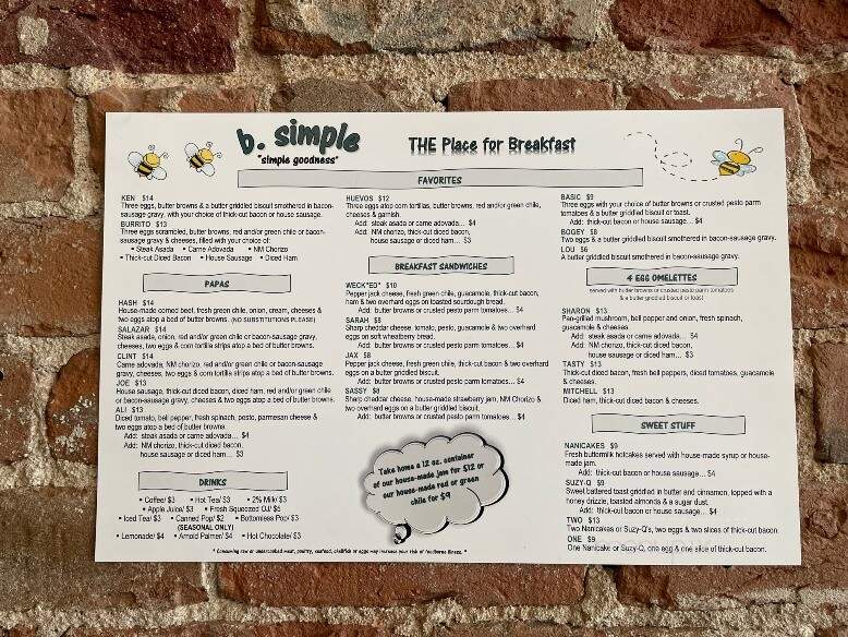B Simple - Prescott, AZ menu_pic