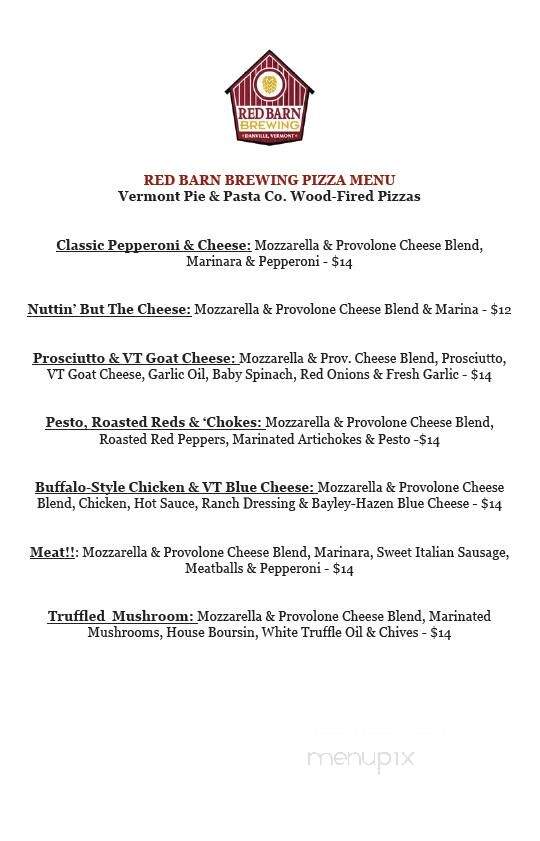 Red Barn Brewing - Danville, VT menu_pic