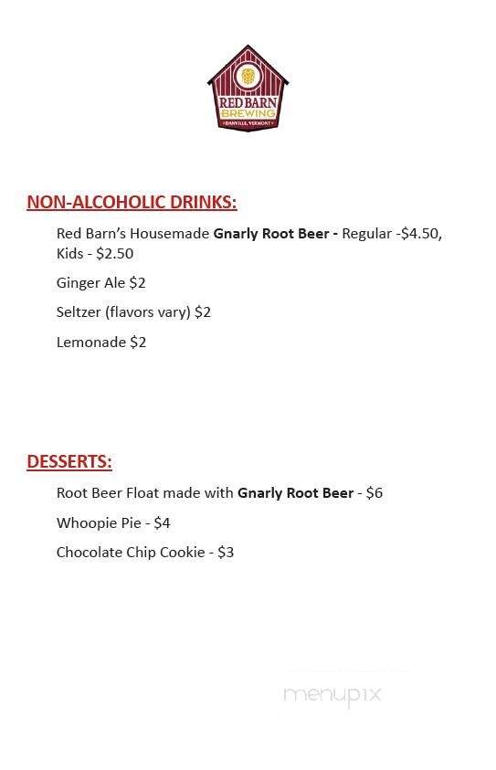 Red Barn Brewing - Danville, VT menu_pic