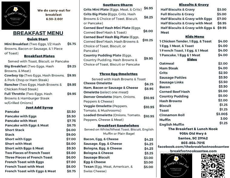 The Breakfast Nook - Santee, SC menu_pic