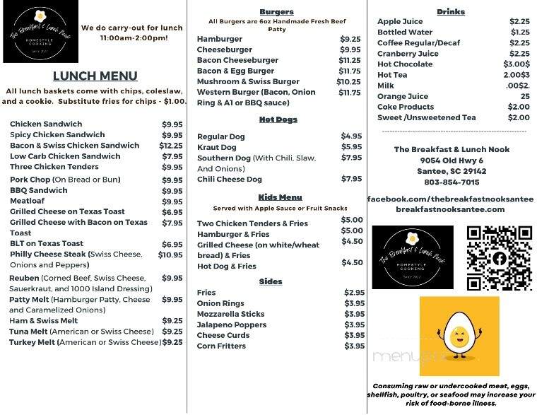 The Breakfast Nook - Santee, SC menu_pic