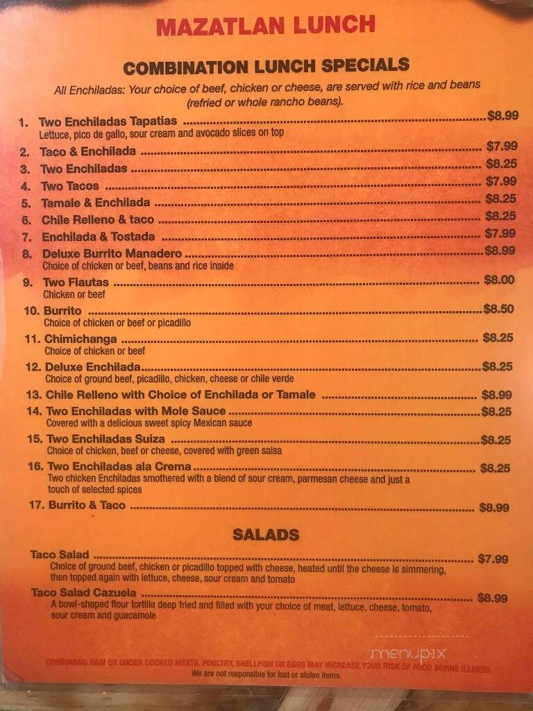 Mazatlan Grill - Klamath Falls, OR menu_pic