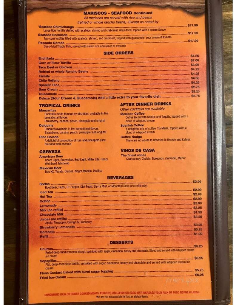 Mazatlan Grill - Klamath Falls, OR menu_pic