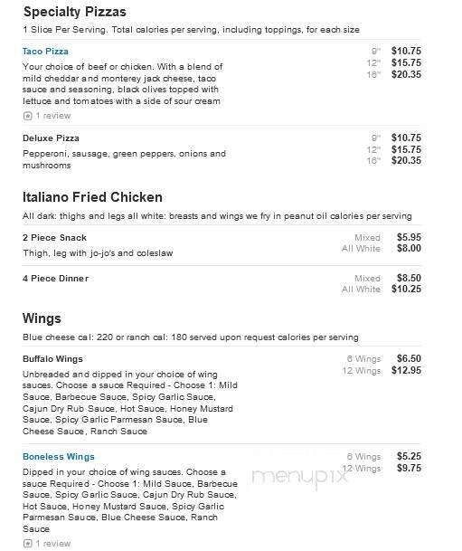Gionino's Pizzeria - Lexington, OH menu_pic