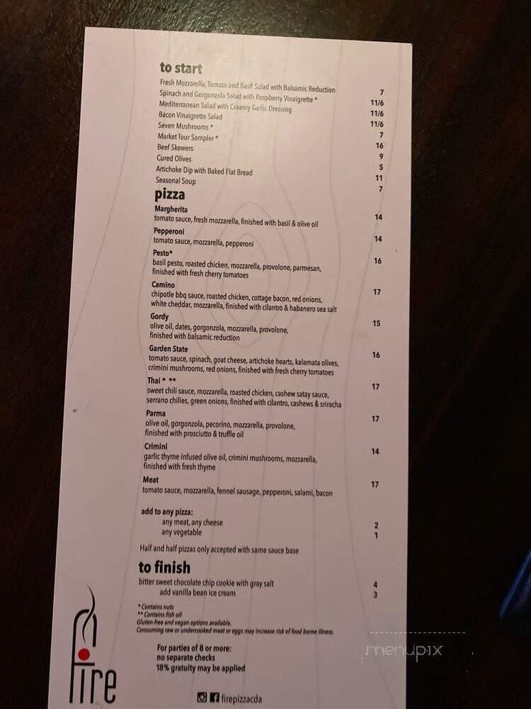 Fire Artisan Pizza - Coeur D'Alene, ID menu_pic
