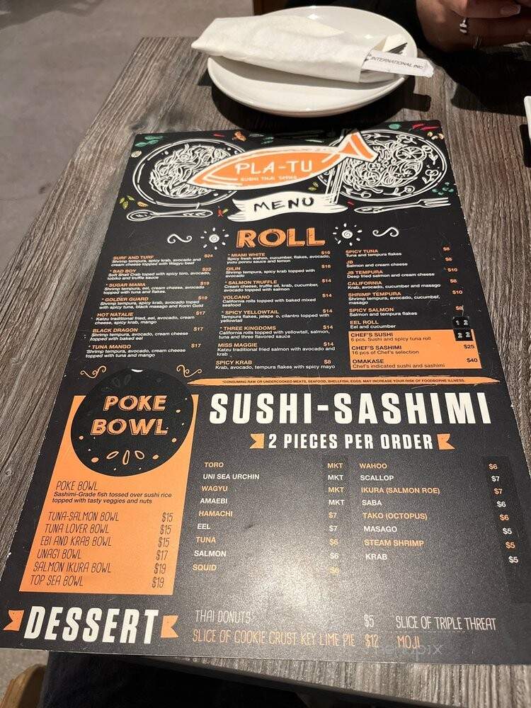 Pla-Tu Sushi Thai Tapas - South Miami, FL menu_pic