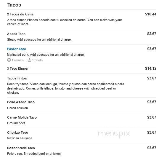 Tapatio Mexican Grill - Westmont, IL menu_pic