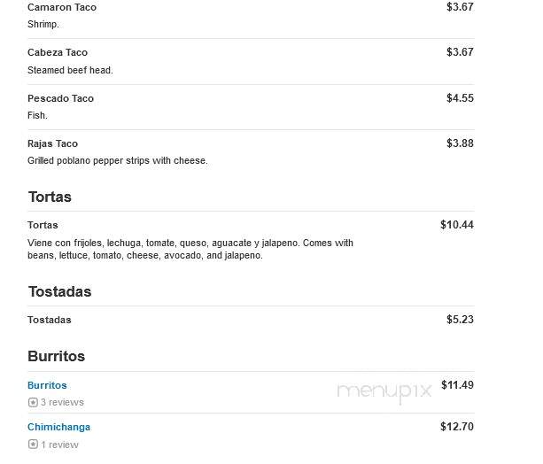 Tapatio Mexican Grill - Westmont, IL menu_pic