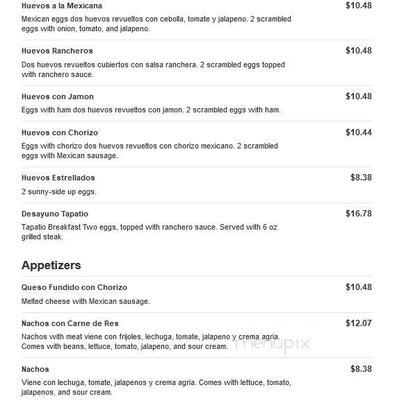 Tapatio Mexican Grill - Westmont, IL menu_pic