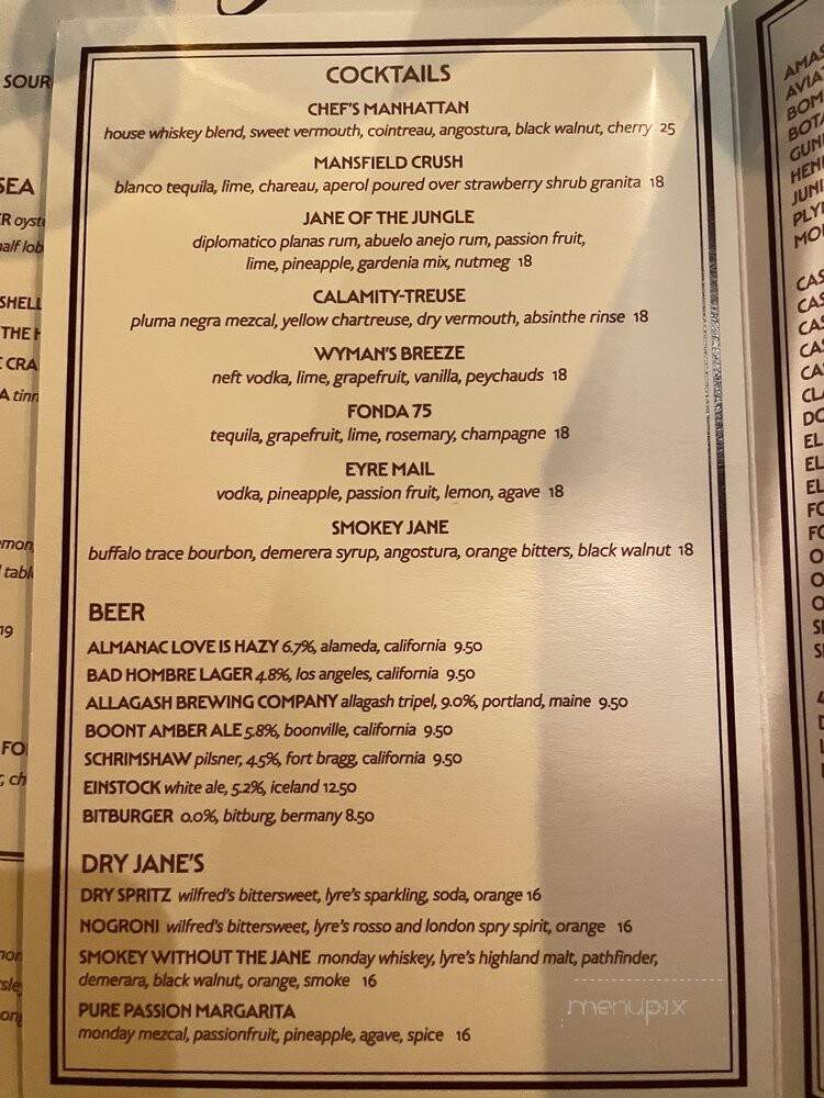 Dear Jane's - Marina del Rey, CA menu_pic