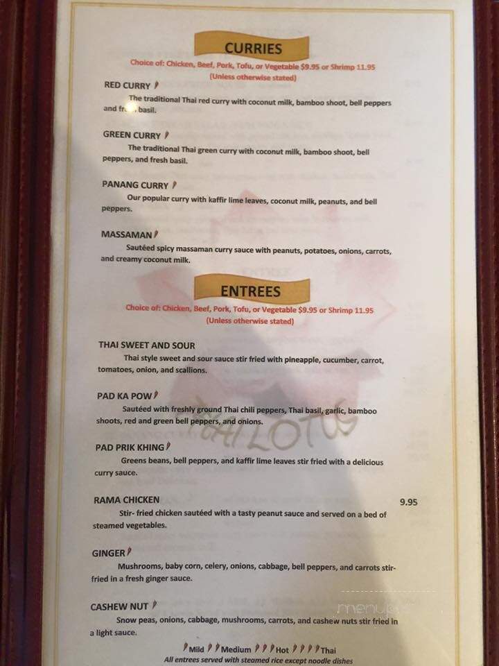 Thai Lotus Restaurant - Hickory, NC menu_pic
