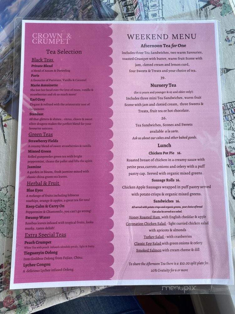 Crown and Crumpet Cafe - Ross, CA menu_pic