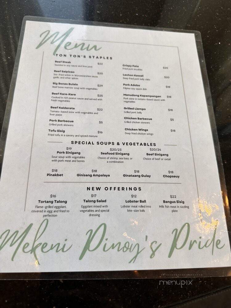 Mekeni Pinoy's Pride - Artesia, CA menu_pic