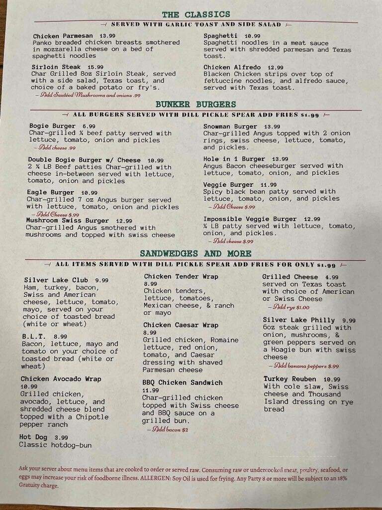 Silver Lake Golf Club - Waterford, MI menu_pic