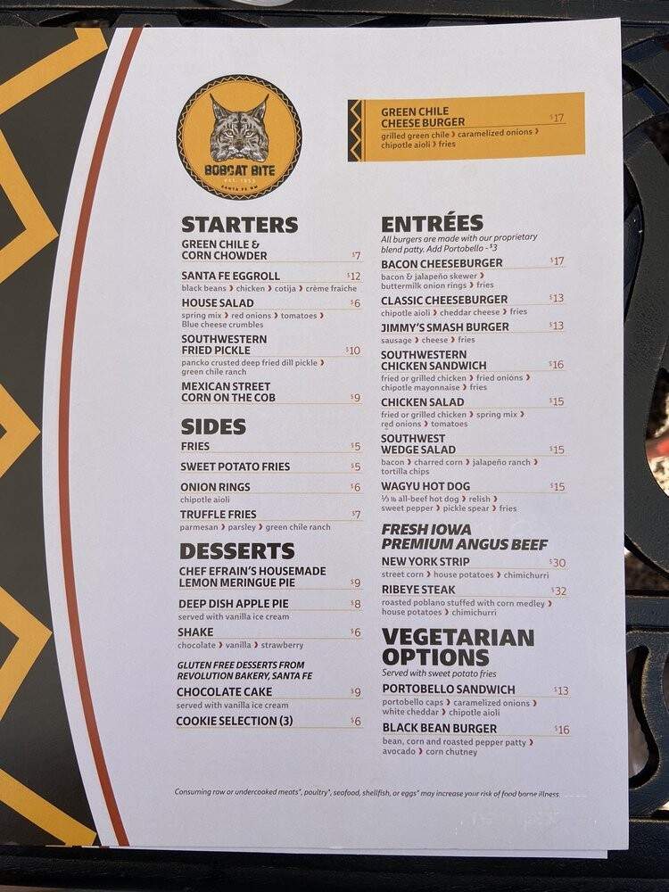Bobcat Bite Restaurant - Santa Fe, NM menu_pic