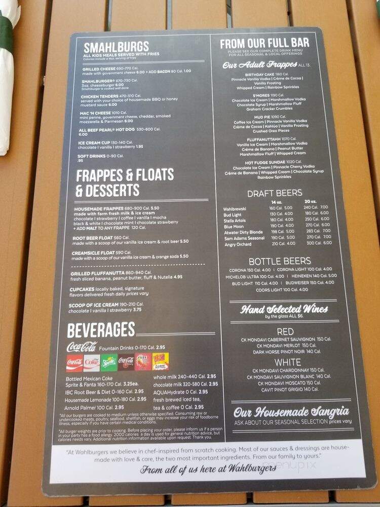 Wahlburgers - Royal Oak, MI menu_pic