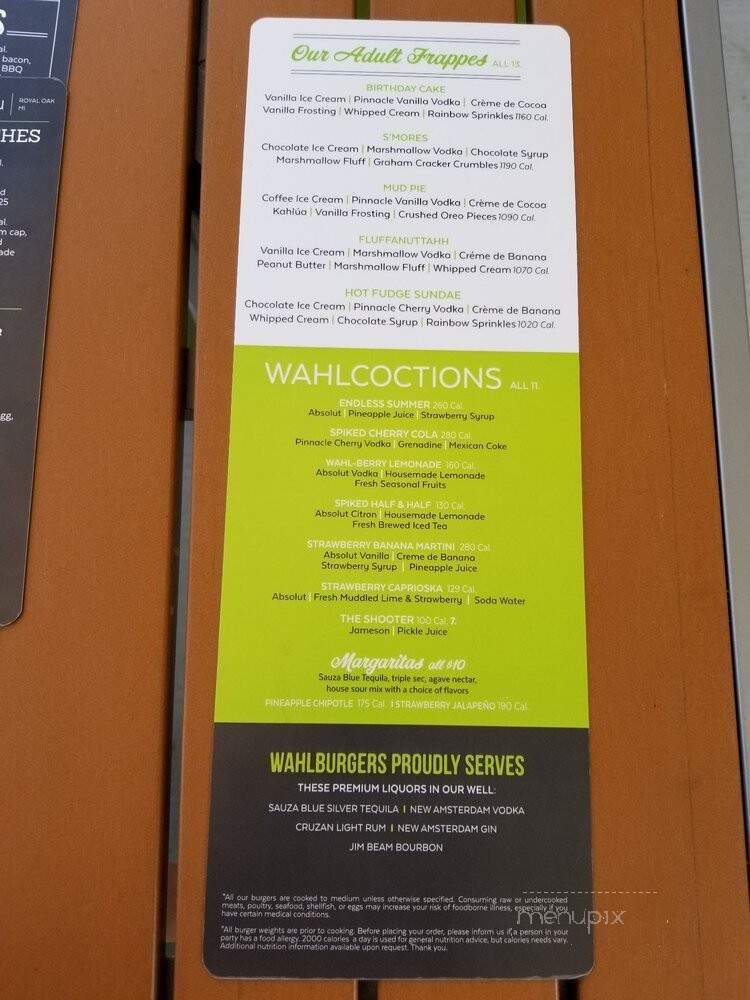 Wahlburgers - Royal Oak, MI menu_pic