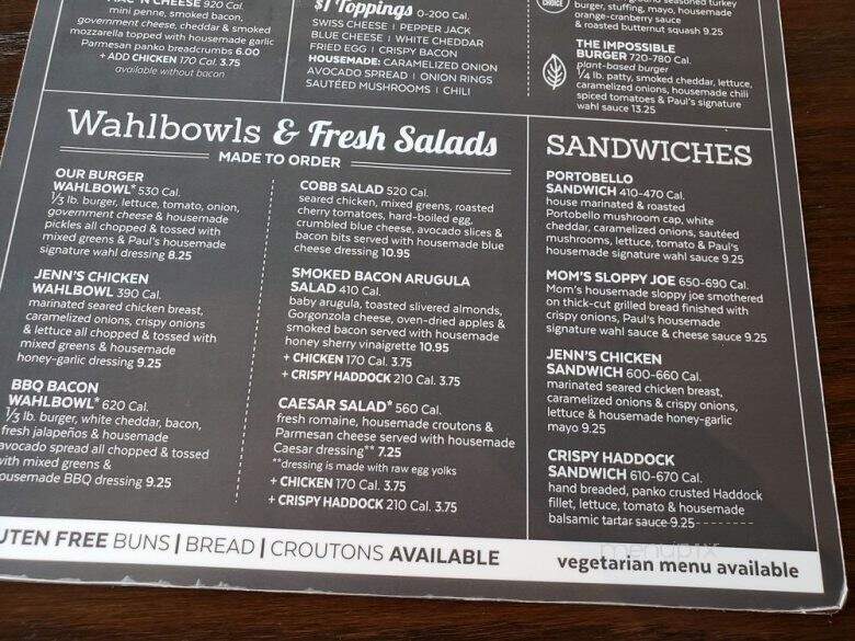 Wahlburgers - Royal Oak, MI menu_pic