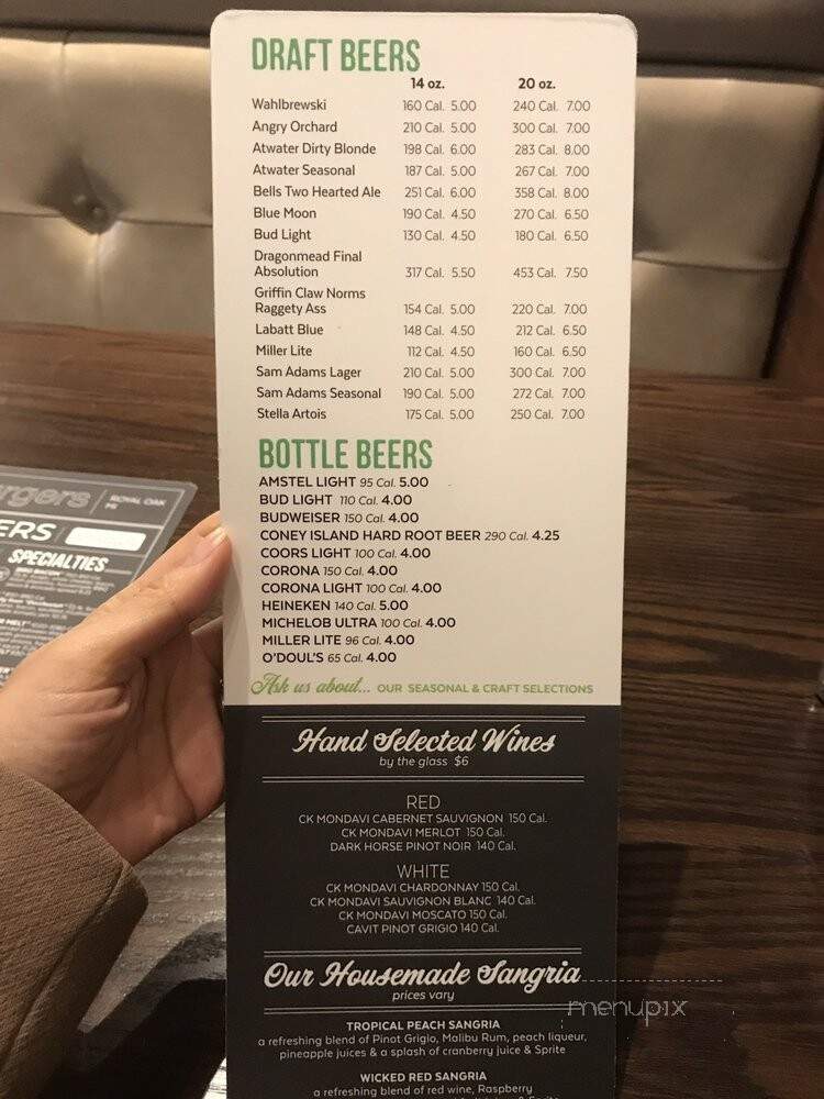 Wahlburgers - Royal Oak, MI menu_pic