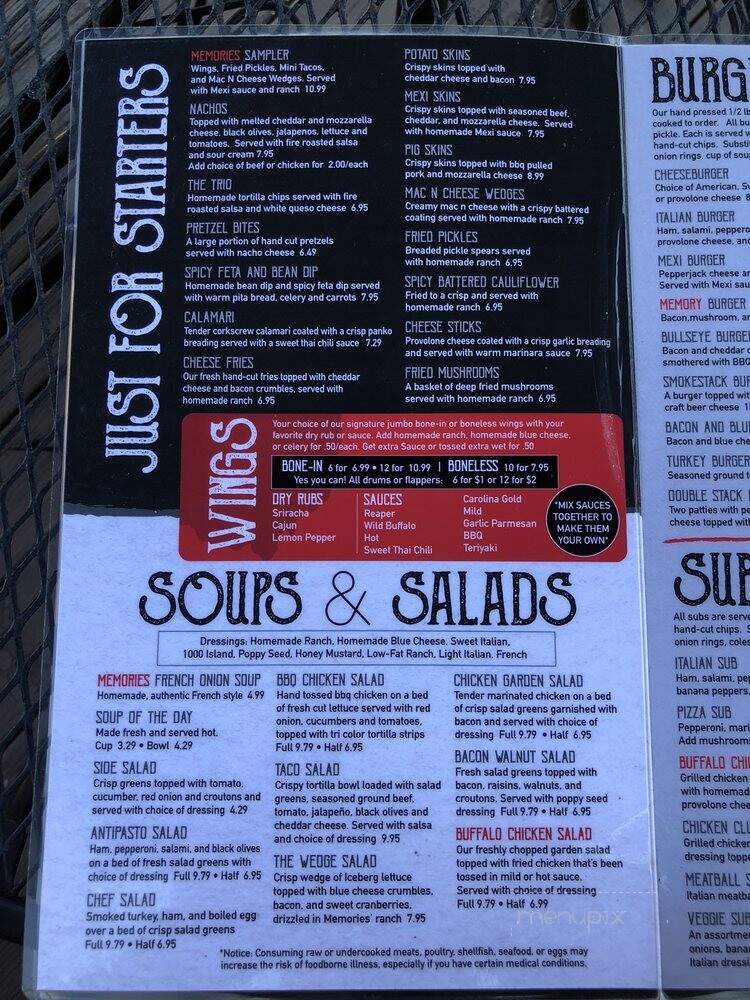 Memories Food & Spirits - Grove City, OH menu_pic