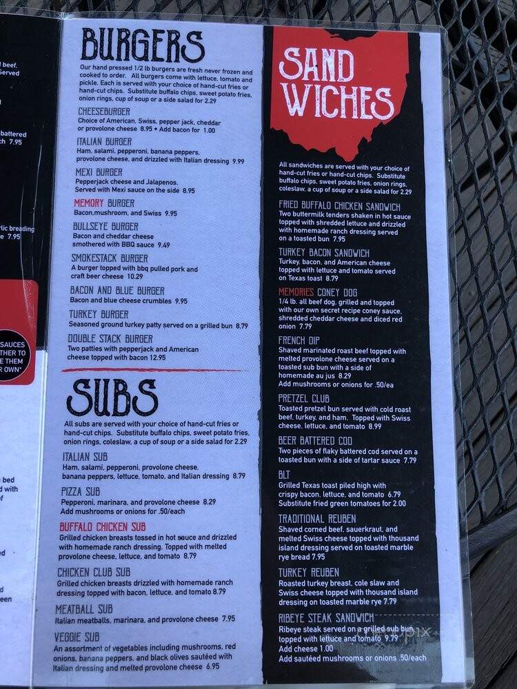 Memories Food & Spirits - Grove City, OH menu_pic