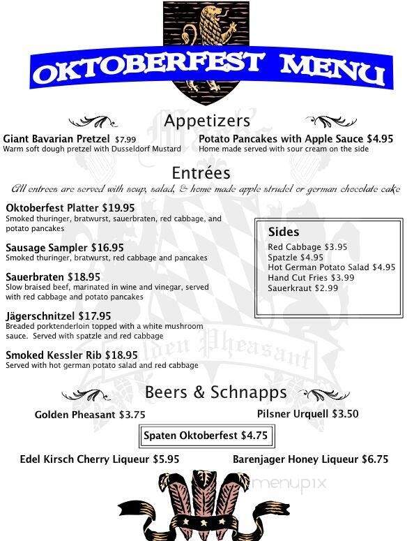 Mack's Golden Pheasant - Elmhurst, IL menu_pic