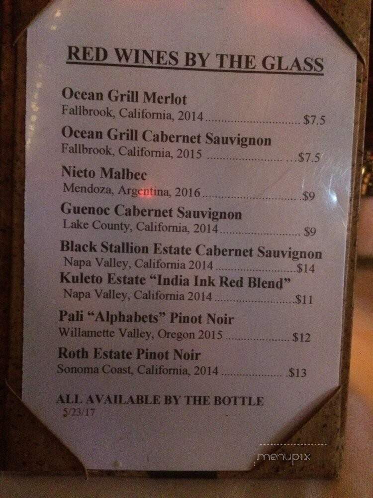 Ocean Grill - Vero Beach, FL menu_pic