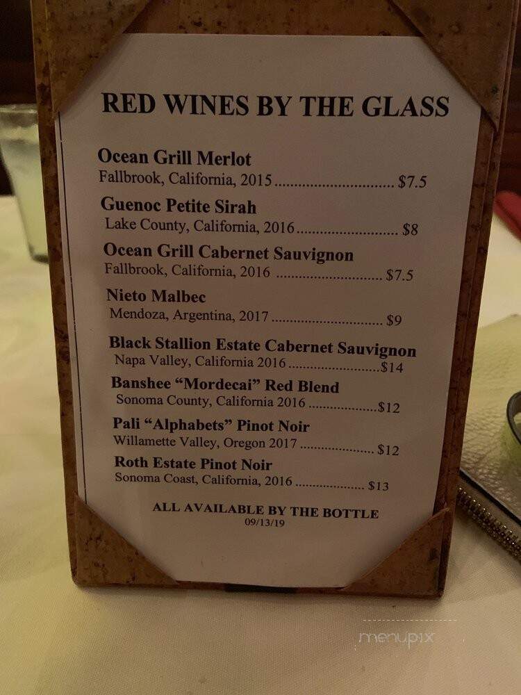 Ocean Grill - Vero Beach, FL menu_pic