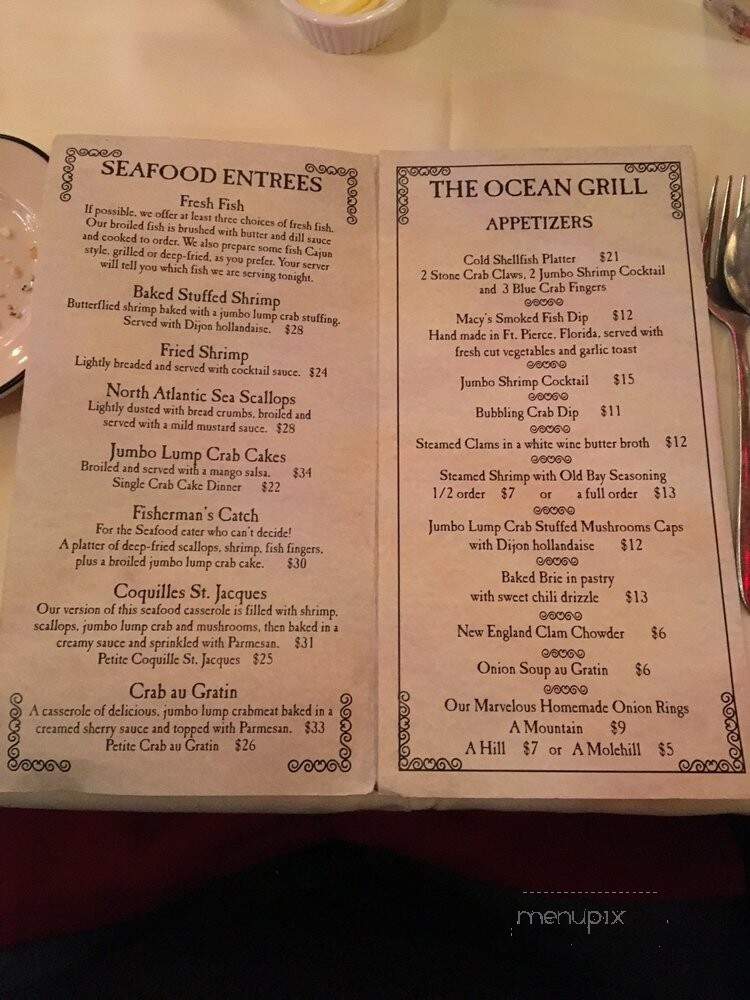 Ocean Grill - Vero Beach, FL menu_pic