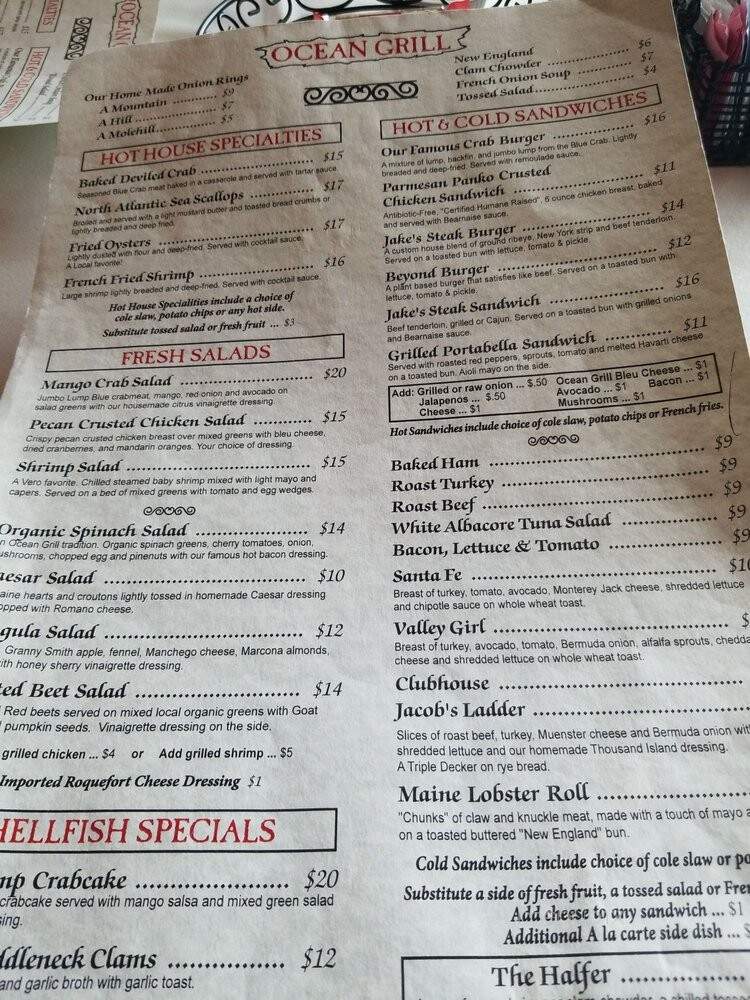 Ocean Grill - Vero Beach, FL menu_pic