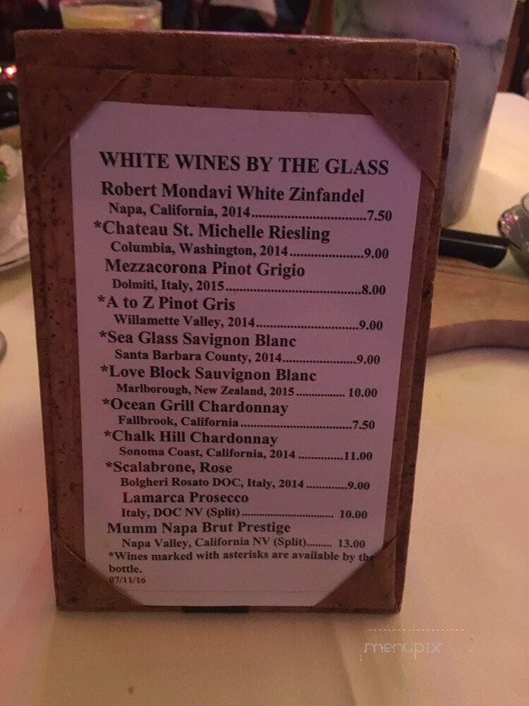 Ocean Grill - Vero Beach, FL menu_pic