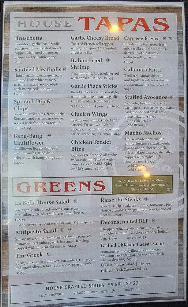 La Bella Vita Kitchen and Bar - Richland, WA menu_pic