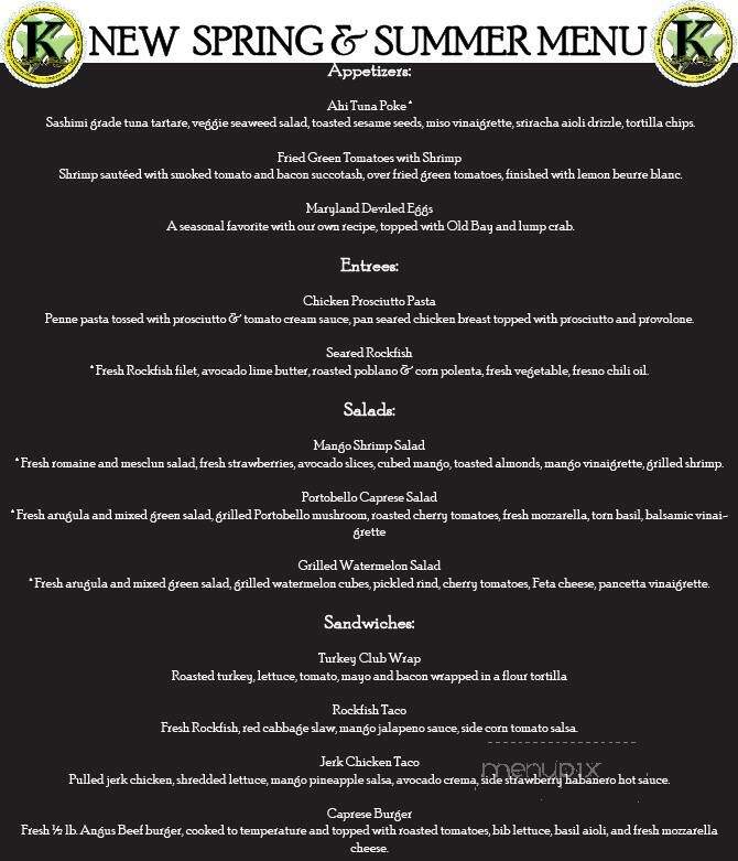Kelsey's Restaurant Bar & Grill - Ellicott City, MD menu_pic
