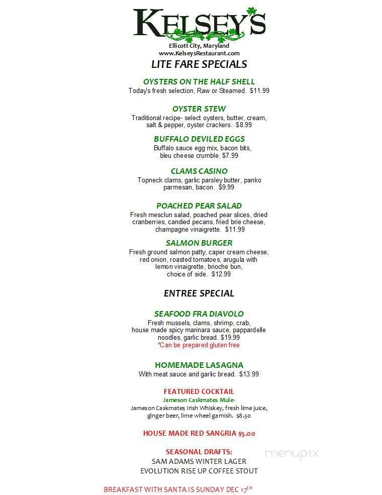 Kelsey's Restaurant Bar & Grill - Ellicott City, MD menu_pic