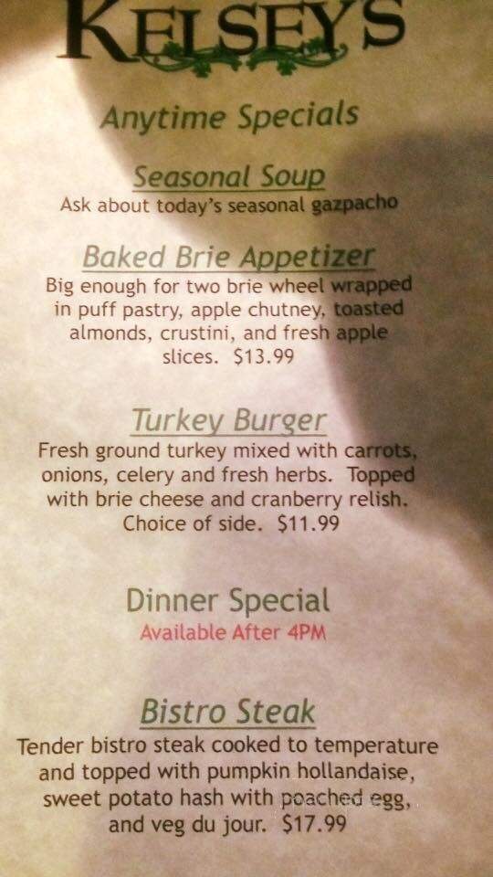 Kelsey's Restaurant Bar & Grill - Ellicott City, MD menu_pic