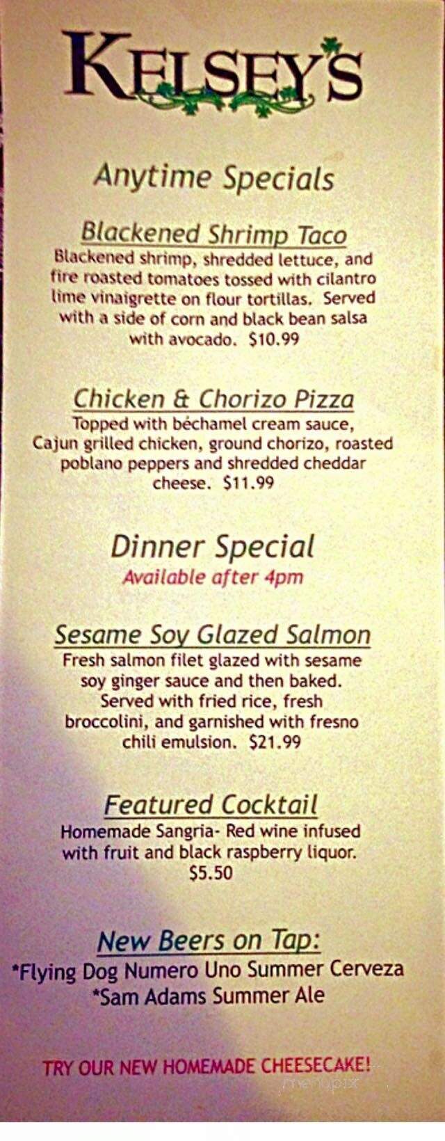 Kelsey's Restaurant Bar & Grill - Ellicott City, MD menu_pic