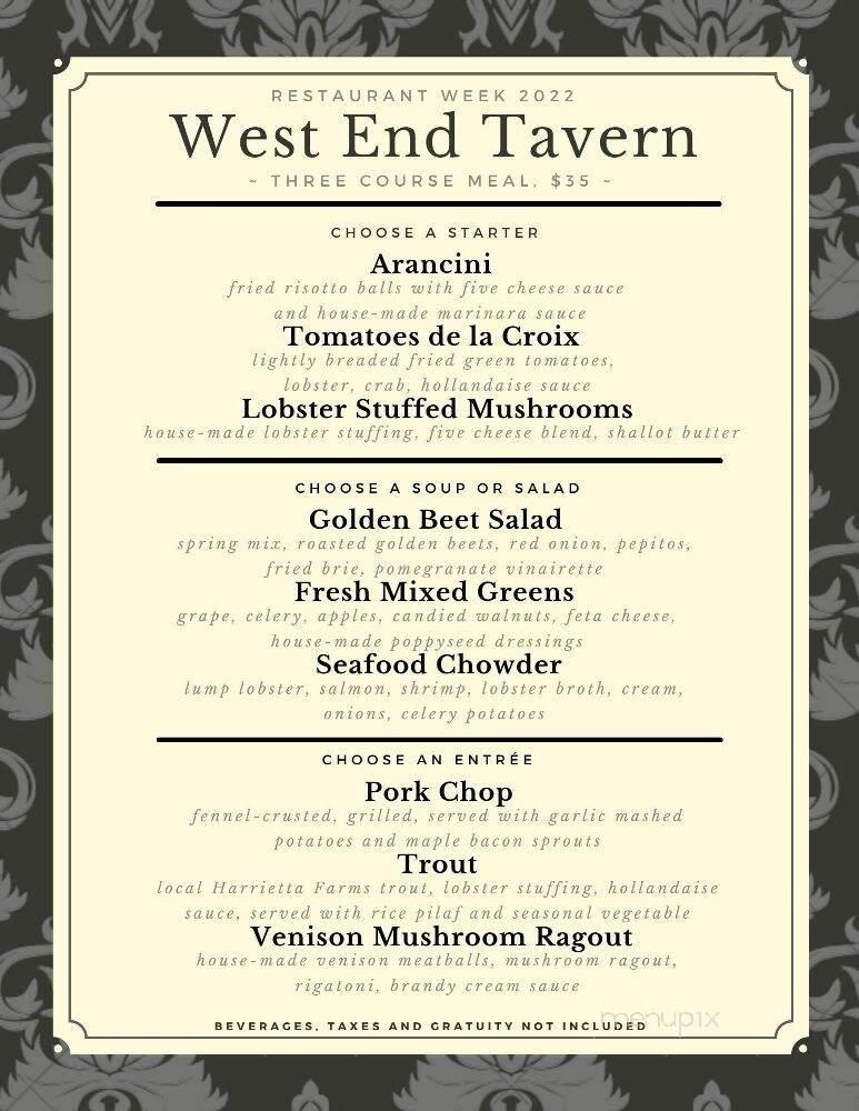 West End Tavern - Traverse City, MI menu_pic